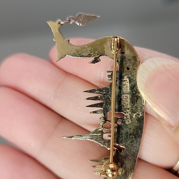 Vintage 1950's Sterling Silver Siam Dragon Boat Brooch - Picture 3 of 7